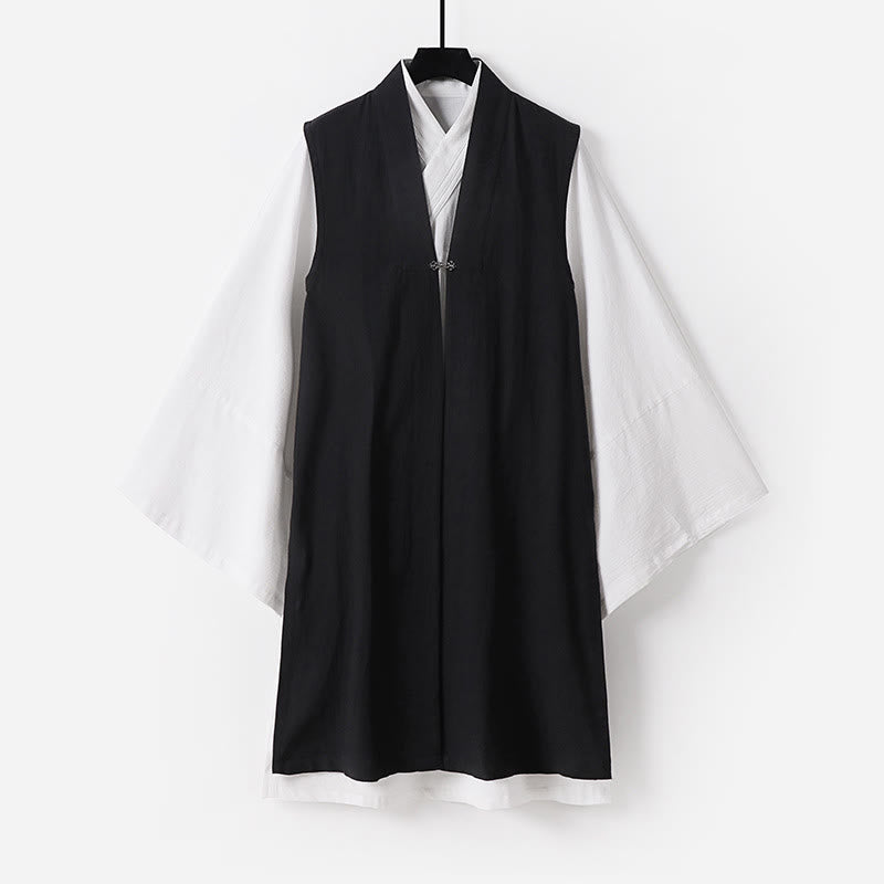 Ensemble de 2 Buddha Stones pour la cérémonie de Tai Chi de Wudang, robe longue kimono taoïste sans manches à manches longues pour homme. - Noir - US/UK/AU54，EU64 (9XL) - image 18