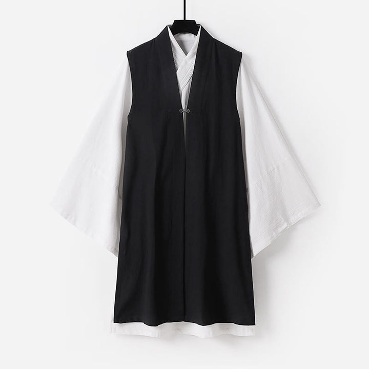 Ensemble de 2 Buddha Stones pour la cérémonie de Tai Chi de Wudang, robe longue kimono taoïste sans manches à manches longues pour homme. - Noir - US/UK/AU54，EU64 (9XL) - image 18