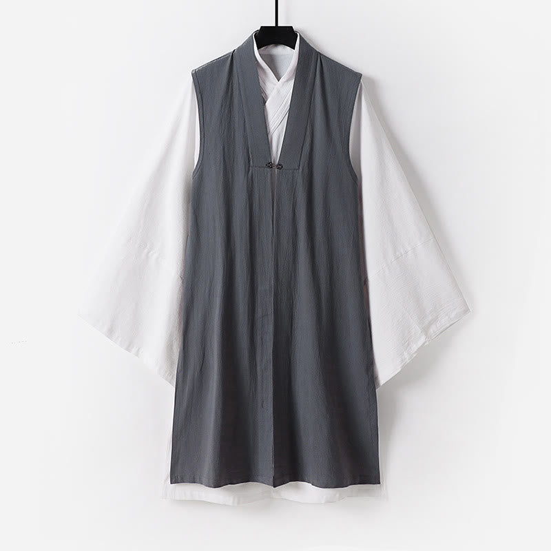 Ensemble de 2 Buddha Stones pour la cérémonie de Tai Chi de Wudang, robe longue kimono taoïste sans manches à manches longues pour homme. - Gris - US/UK/AU54，EU64 (9XL) - image 10