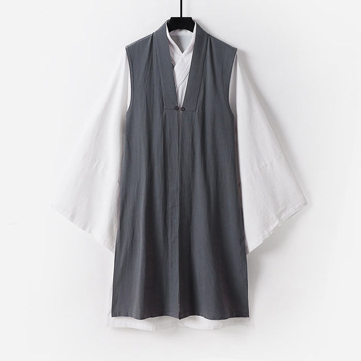 Ensemble de 2 Buddha Stones pour la cérémonie de Tai Chi de Wudang, robe longue kimono taoïste sans manches à manches longues pour homme. - Gris - US/UK/AU54，EU64 (9XL) - image 10