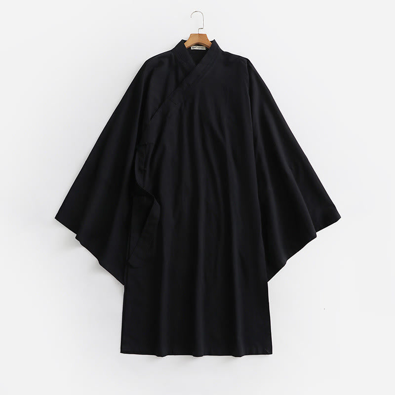 Robe longue taoïste à manches longues et larges pour homme, inspirée de la cérémonie traditionnelle de Tai Chi de Wudang, Buddha Stones - Noir - US/UK/AU54，EU64 (9XL) - image 0