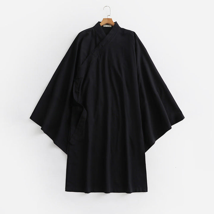Robe longue taoïste à manches longues et larges pour homme, inspirée de la cérémonie traditionnelle de Tai Chi de Wudang, Buddha Stones - Noir - US/UK/AU54，EU64 (9XL) - image 0