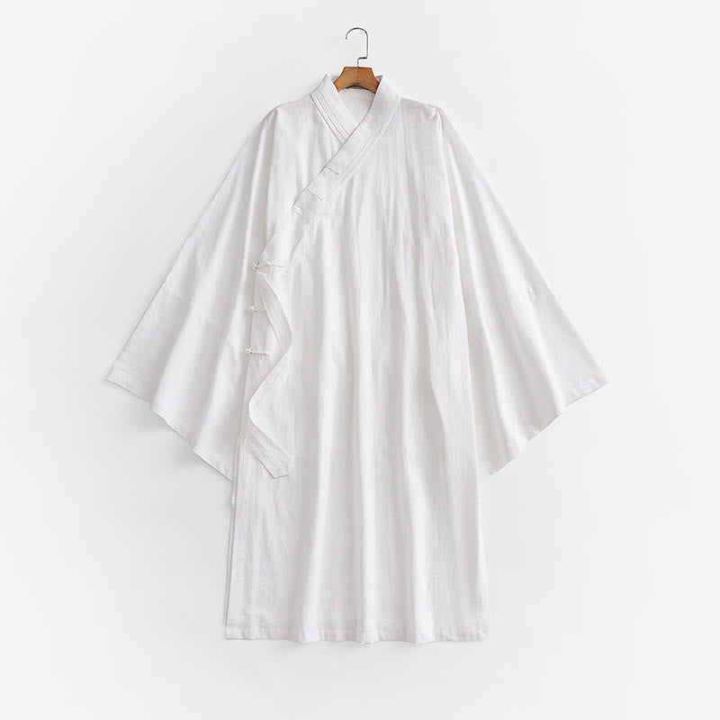 Robe longue taoïste à manches longues et larges pour homme, inspirée de la cérémonie traditionnelle de Tai Chi de Wudang, Buddha Stones - Blanc - US/UK/AU54，EU64 (9XL) - image 2