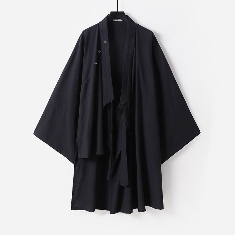 Robe longue taoïste pour homme, manches trois-quarts, inspirée des Buddha Stones de Wudang. - Gris - US/UK/AU54，EU64 (9XL) - image 3