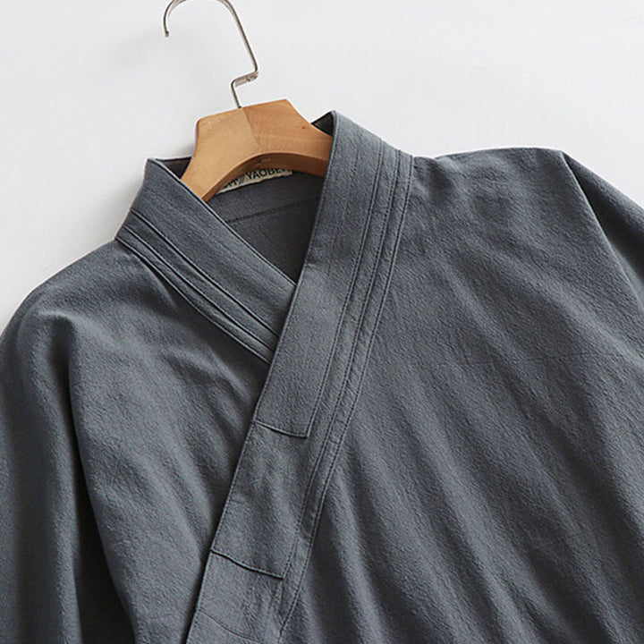 Ensemble de 2 pièces pour homme, style taoïste, manches longues, lacée, kimono sans manches, idéal pour la cérémonie de Qigong, Buddha Stones. - image 10