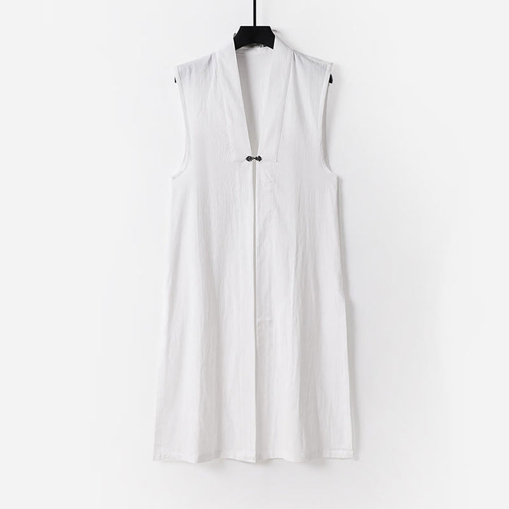 Ensemble de 2 pièces pour homme, style taoïste, manches longues, lacée, kimono sans manches, idéal pour la cérémonie de Qigong, Buddha Stones. - image 1