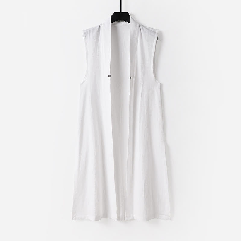 Ensemble de 2 pièces pour homme, style taoïste, manches longues, lacée, kimono sans manches, idéal pour la cérémonie de Qigong, Buddha Stones. - image 2