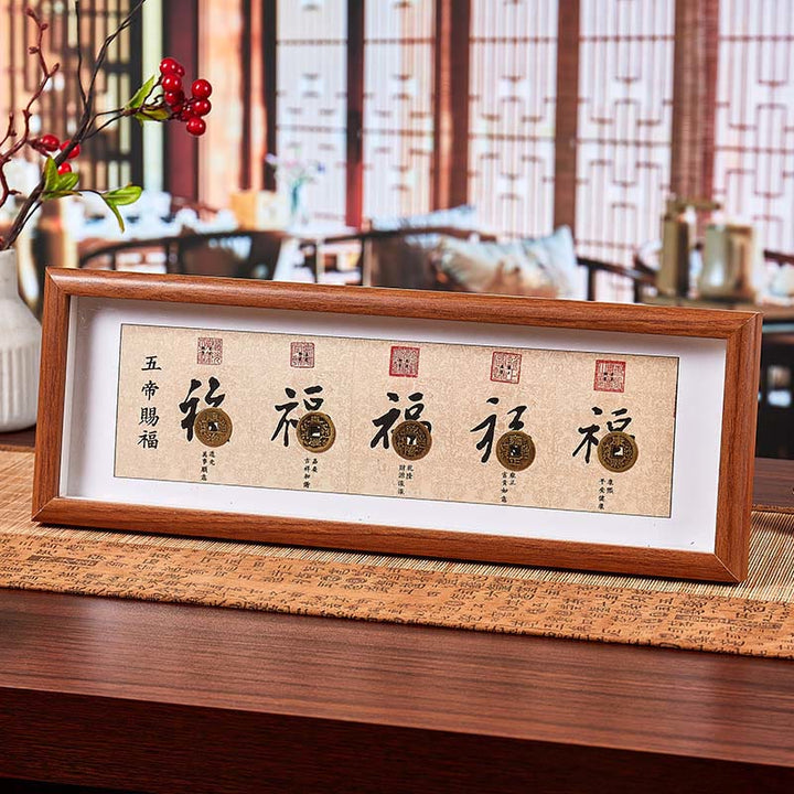 Buddha Stones, personnage Fu, pièces des Cinq Empereurs, cadre photo porte-bonheur, décoration intérieure - Style6 - Panneau de fibres de moyenne densité (13*40*4cm) - image 10