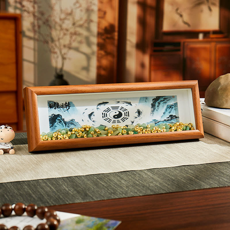 Buddha Stones en cristal vert Bagua, poisson koi, symbole Yin Yang, lingot d'or, cadre photo, ornement, décoration intérieure - Style 2 - Panneau de fibres de moyenne densité (9*30*4cm) - image 1