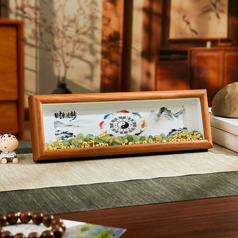 Buddha Stones en cristal vert Bagua, poisson koi, symbole Yin Yang, lingot d'or, cadre photo, ornement, décoration intérieure - Style3 - Panneau de fibres de moyenne densité (9*30*4cm) - image 2
