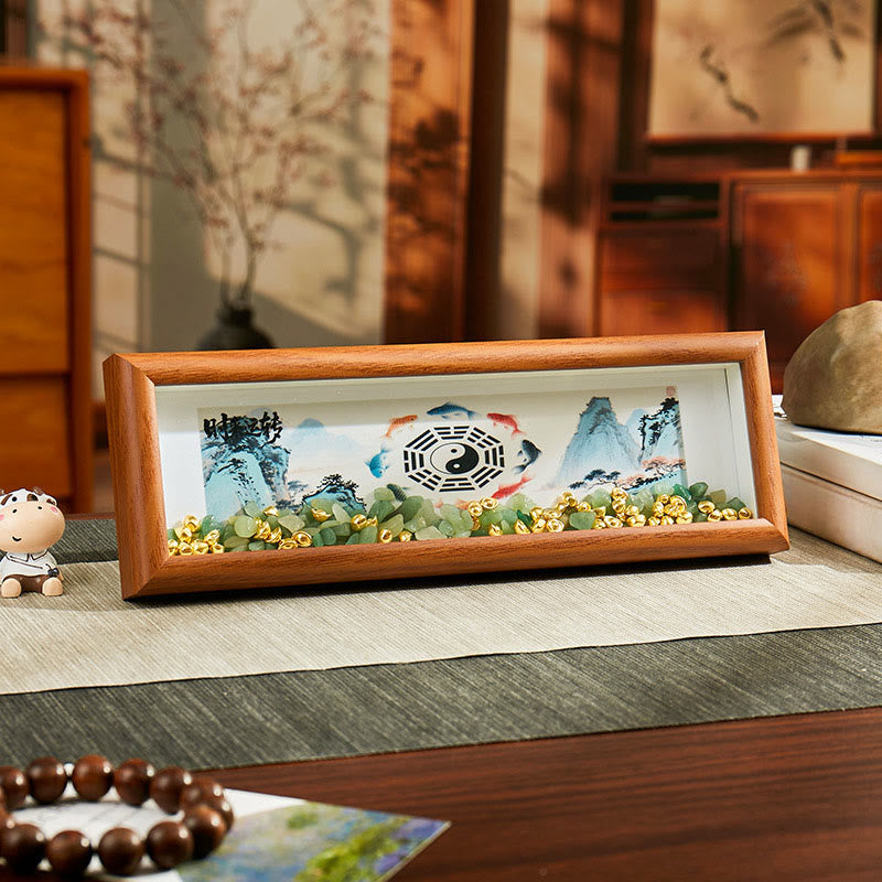 Buddha Stones en cristal vert Bagua, poisson koi, symbole Yin Yang, lingot d'or, cadre photo, ornement, décoration intérieure - Style4 - Panneau de fibres de moyenne densité (9*30*4cm) - image 3