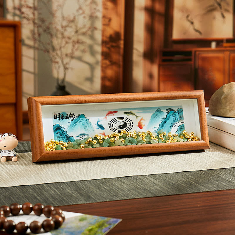 Buddha Stones en cristal vert Bagua, poisson koi, symbole Yin Yang, lingot d'or, cadre photo, ornement, décoration intérieure - Style5 - Panneau de fibres de moyenne densité (9*30*4cm) - image 4