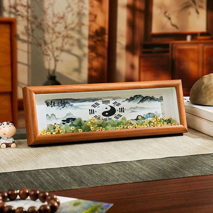 Buddha Stones en cristal vert Bagua, poisson koi, symbole Yin Yang, lingot d'or, cadre photo, ornement, décoration intérieure - Style6 - Panneau de fibres de moyenne densité (9*30*4cm) - image 7