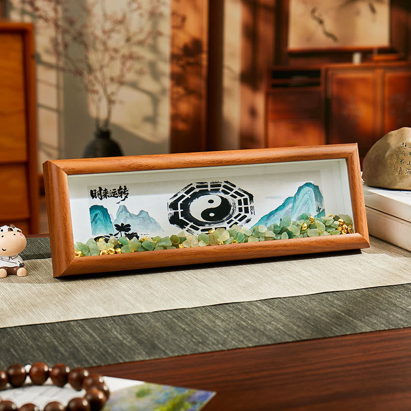 Buddha Stones en cristal vert Bagua, poisson koi, symbole Yin Yang, lingot d'or, cadre photo, ornement, décoration intérieure - Style7 - Panneau de fibres de moyenne densité (9*30*4cm) - image 8