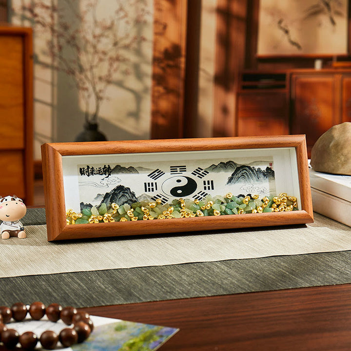 Buddha Stones en cristal vert Bagua, poisson koi, symbole Yin Yang, lingot d'or, cadre photo, ornement, décoration intérieure - Style9 - Panneau de fibres de moyenne densité (9*30*4cm) - image 11