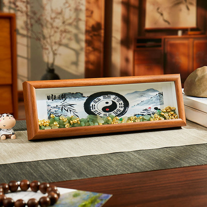 Buddha Stones en cristal vert Bagua, poisson koi, symbole Yin Yang, lingot d'or, cadre photo, ornement, décoration intérieure - Style10 - Panneau de fibres de moyenne densité (9*30*4cm) - image 12