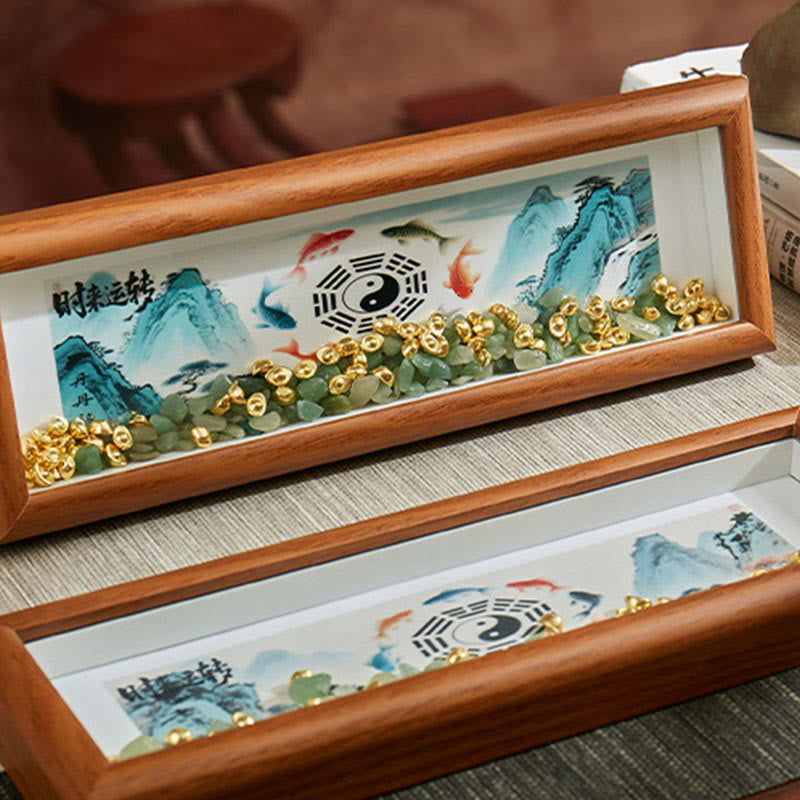 Buddha Stones en cristal vert Bagua, poisson koi, symbole Yin Yang, lingot d'or, cadre photo, ornement, décoration intérieure - image 16