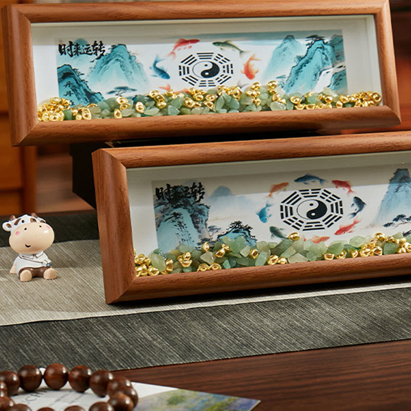 Buddha Stones en cristal vert Bagua, poisson koi, symbole Yin Yang, lingot d'or, cadre photo, ornement, décoration intérieure - image 15