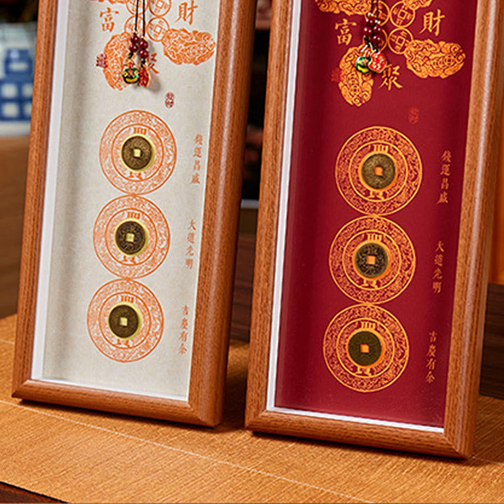 Buddha Stones, pièces de cuivre et cinabre, porte-bonheur, cadre photo décoratif, décoration intérieure - image 9