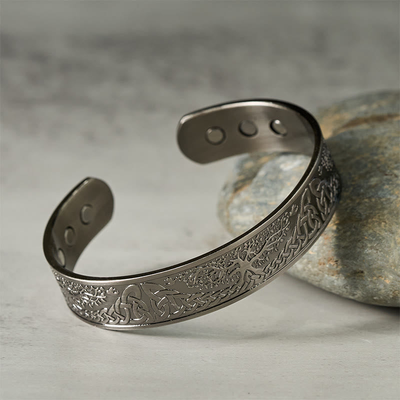 Bracelet manchette en cuivre Buddha Stones, Arbre de Vie, Balance ouverte, porte-bonheur - image 1
