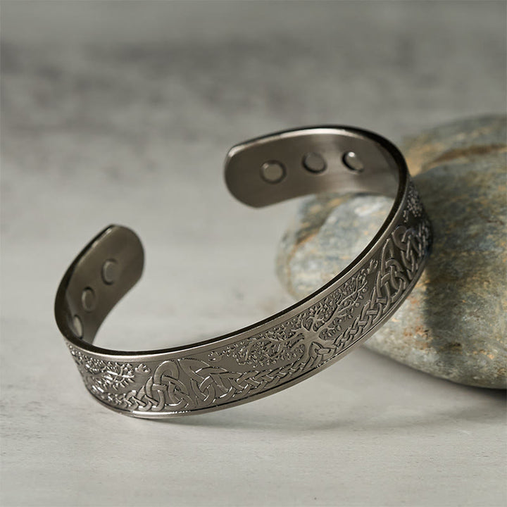 Bracelet manchette en cuivre Buddha Stones, Arbre de Vie, Balance ouverte, porte-bonheur - image 1