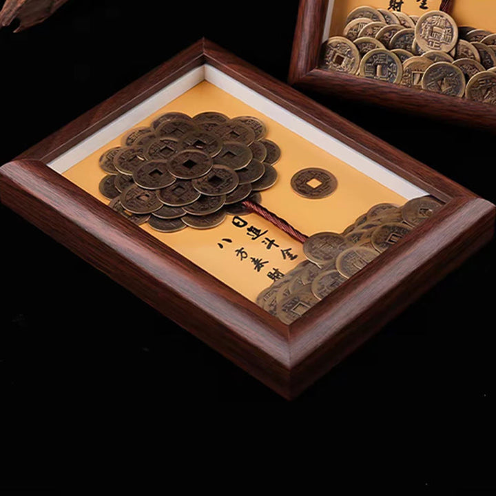 Arbre à trésors en Buddha Stones , pièces des cinq empereurs, cadre photo décoratif pour la maison, symbole de chance et de protection. - image 4