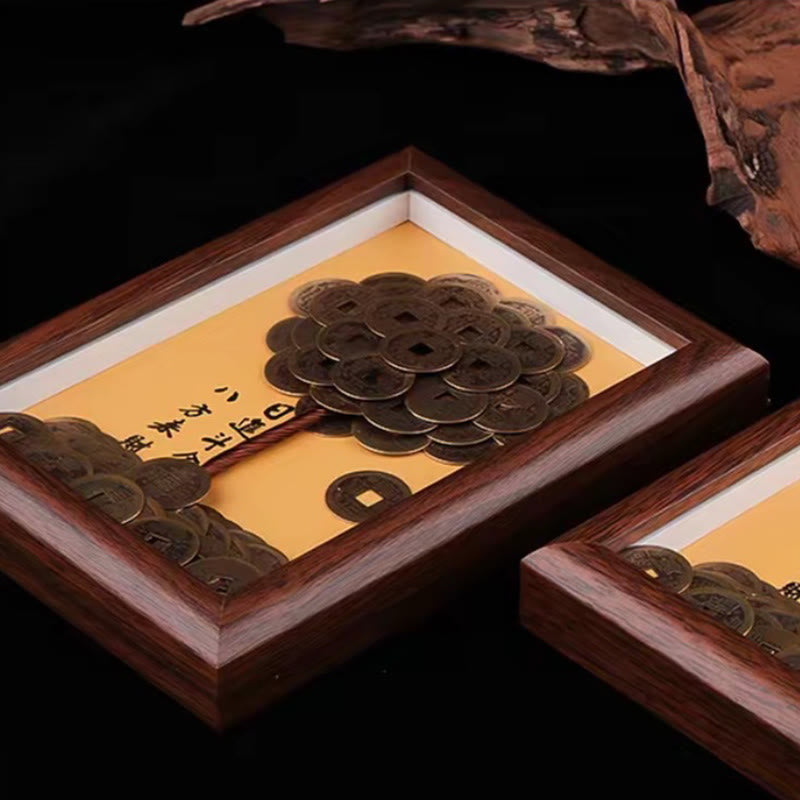Arbre à trésors en Buddha Stones , pièces des cinq empereurs, cadre photo décoratif pour la maison, symbole de chance et de protection. - image 6