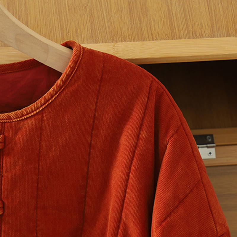 Veste d'hiver pour femme Buddha Stones à boutons grenouille en velours côtelé polyester à manches longues  - image 4