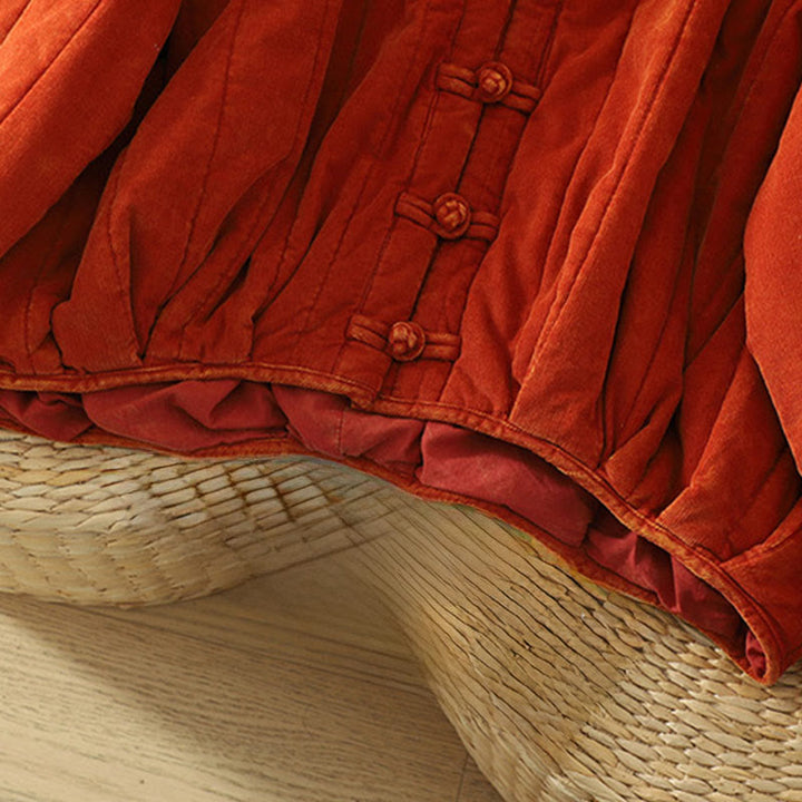 Veste d'hiver pour femme Buddha Stones à boutons grenouille en velours côtelé polyester à manches longues  - image 7