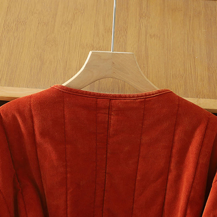 Veste d'hiver pour femme Buddha Stones à boutons grenouille en velours côtelé polyester à manches longues  - image 3