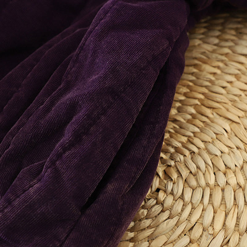 Veste d'hiver pour femme Buddha Stones à boutons grenouille en velours côtelé polyester à manches longues  - image 12