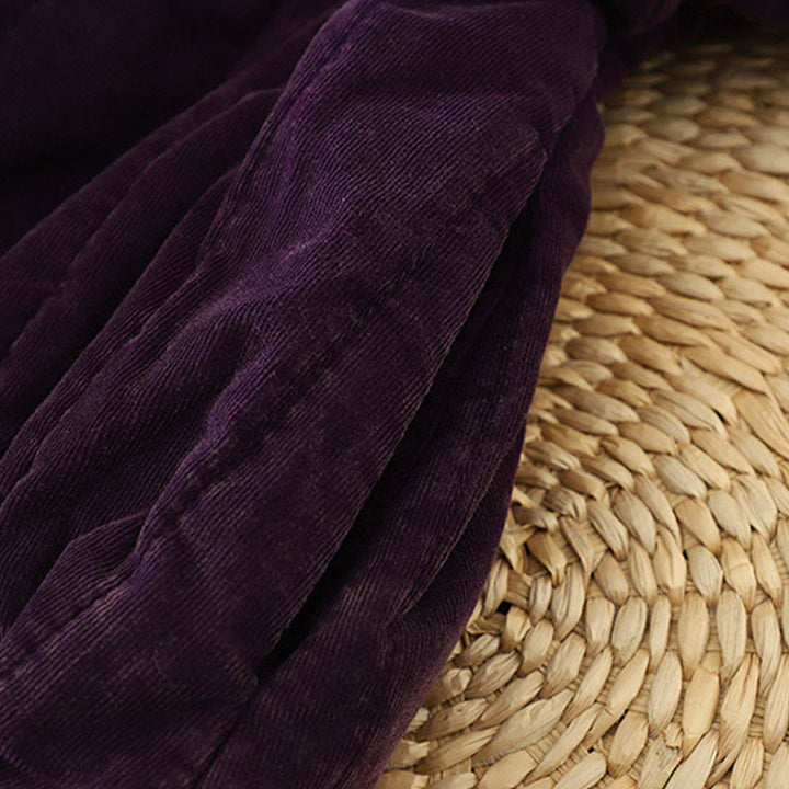 Veste d'hiver pour femme Buddha Stones à boutons grenouille en velours côtelé polyester à manches longues  - image 12