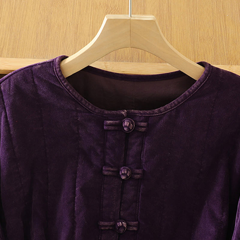 Veste d'hiver pour femme Buddha Stones à boutons grenouille en velours côtelé polyester à manches longues  - image 11