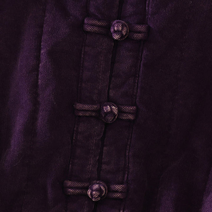 Veste d'hiver pour femme Buddha Stones à boutons grenouille en velours côtelé polyester à manches longues  - image 14