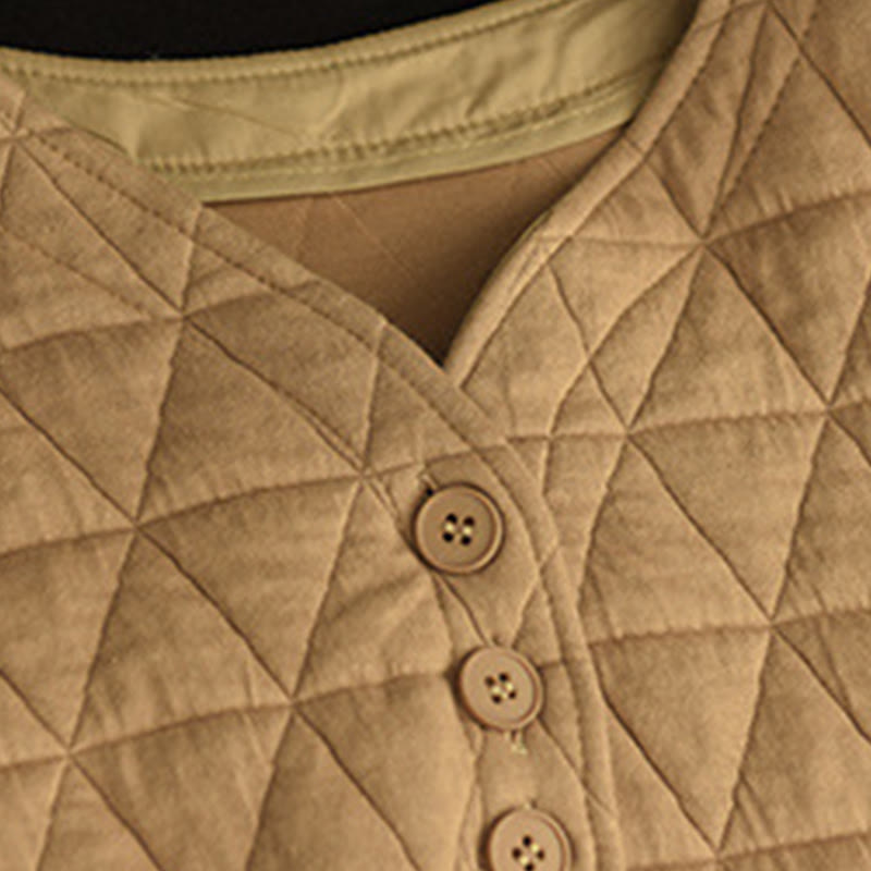 Veste thermique d'hiver pour femme en coton à manches longues et motif losanges Buddha Stones, avec poches - image 16