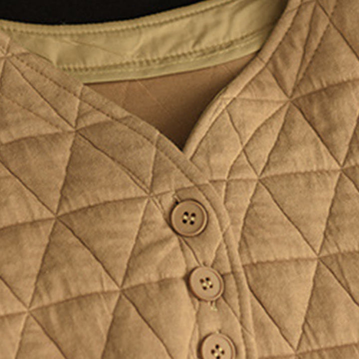 Veste thermique d'hiver pour femme en coton à manches longues et motif losanges Buddha Stones, avec poches - image 16