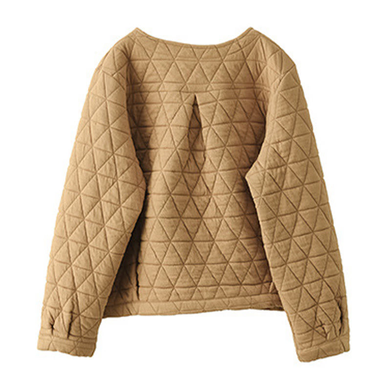 Veste thermique d'hiver pour femme en coton à manches longues et motif losanges Buddha Stones, avec poches - image 12