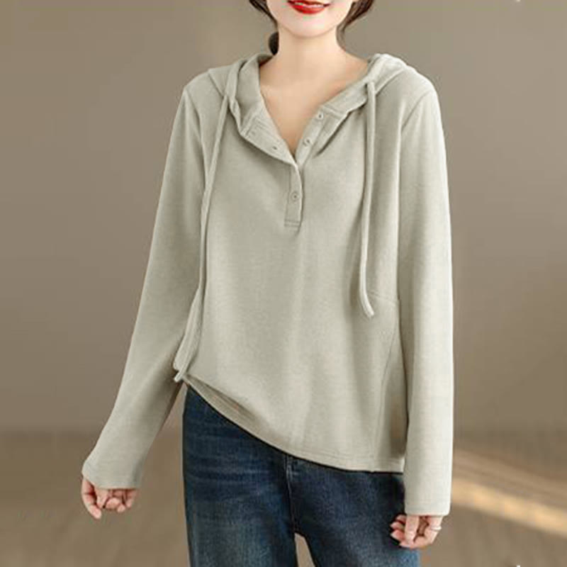 Sweat à capuche à manches longues pour femme, couleur unie, en coton, Buddha Stones, hiver. - image 3