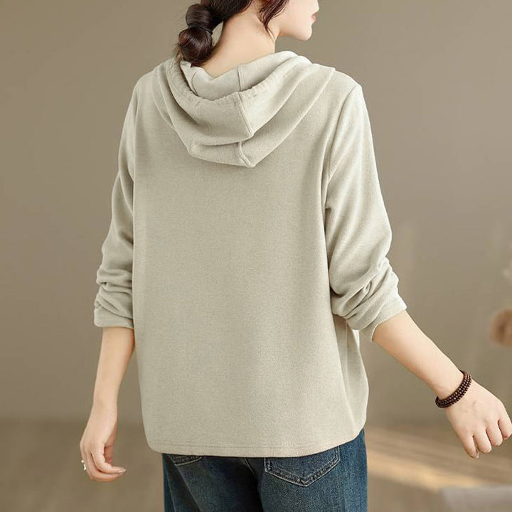 Sweat à capuche à manches longues pour femme, couleur unie, en coton, Buddha Stones, hiver. - image 12