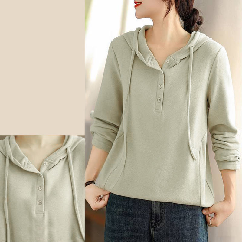 Sweat à capuche à manches longues pour femme, couleur unie, en coton, Buddha Stones, hiver. - image 8