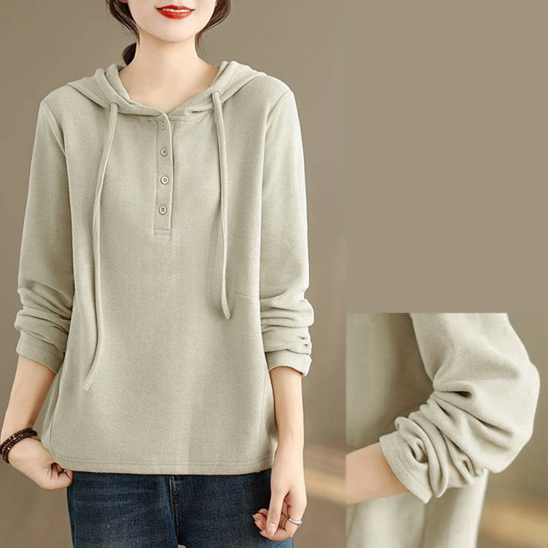 Sweat à capuche à manches longues pour femme, couleur unie, en coton, Buddha Stones, hiver. - image 9