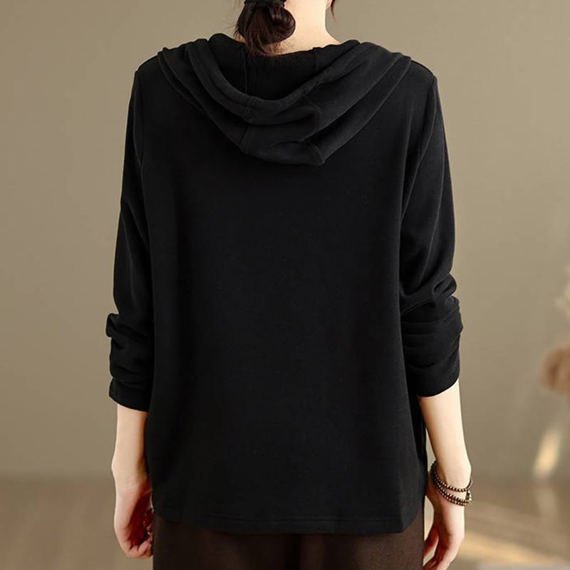 Sweat à capuche à manches longues pour femme, couleur unie, en coton, Buddha Stones, hiver. - image 26