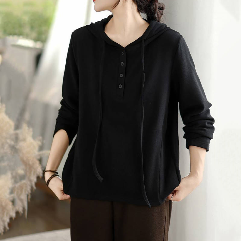 Sweat à capuche à manches longues pour femme, couleur unie, en coton, Buddha Stones, hiver. - image 23