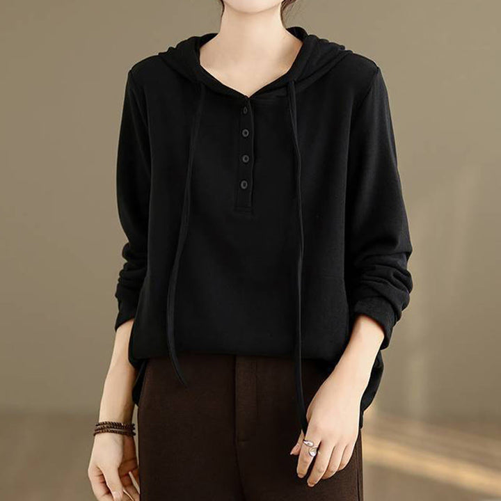 Sweat à capuche à manches longues pour femme, couleur unie, en coton, Buddha Stones, hiver. - image 19