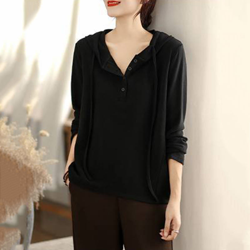 Sweat à capuche à manches longues pour femme, couleur unie, en coton, Buddha Stones, hiver. - image 24