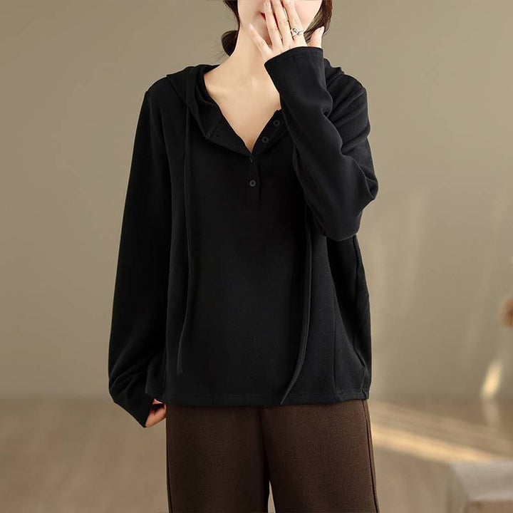 Sweat à capuche à manches longues pour femme, couleur unie, en coton, Buddha Stones, hiver. - image 20