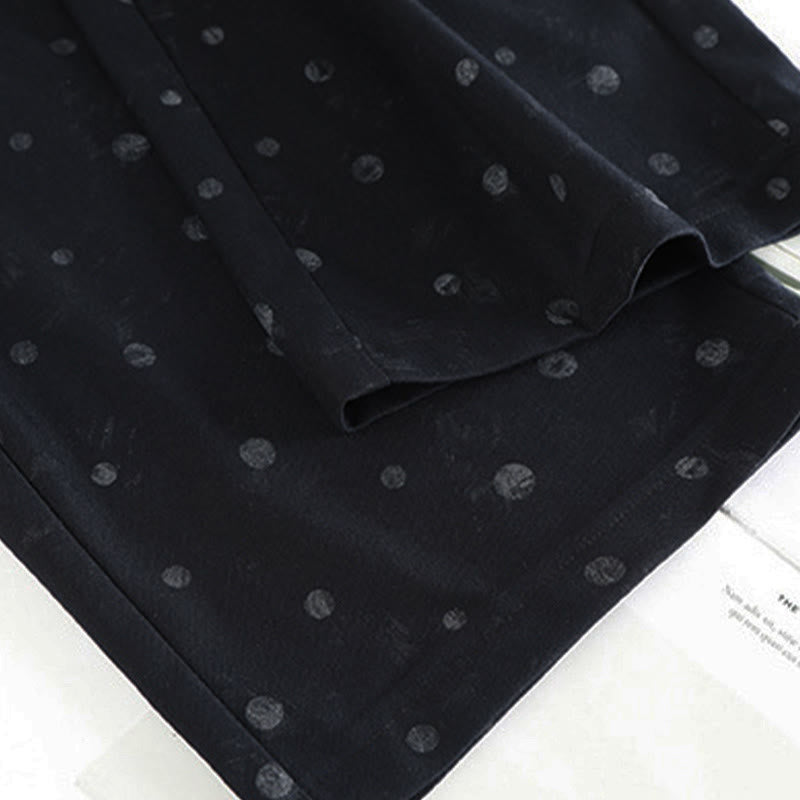 Pantalon large pour femme en polyester à pois blancs, motif Buddha Stones , avec poches - image 3