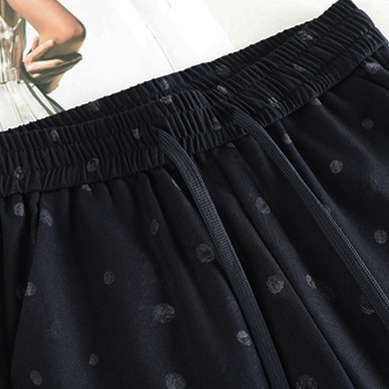 Pantalon large pour femme en polyester à pois blancs, motif Buddha Stones , avec poches - image 2