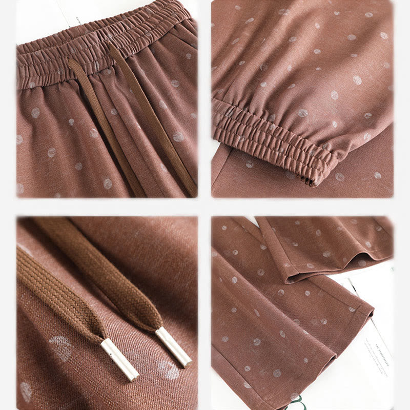 Pantalon large pour femme en polyester à pois blancs, motif Buddha Stones , avec poches - image 12