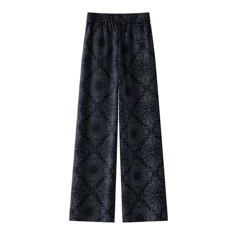 Pantalon large pour femme en polyester à motif floral décontracté Buddha Stones, avec poches - image 1